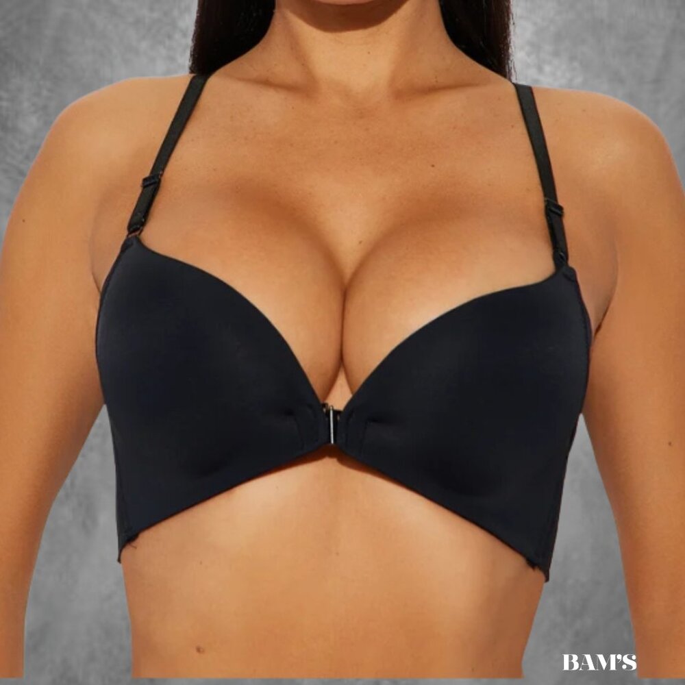 Fashion Nova Holding It‎ Together Bra 36C Black | Padded Back Smoothing Wireless